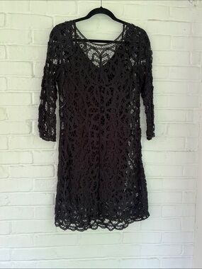 BB Dakota Charcoal Crochet Lace Dress